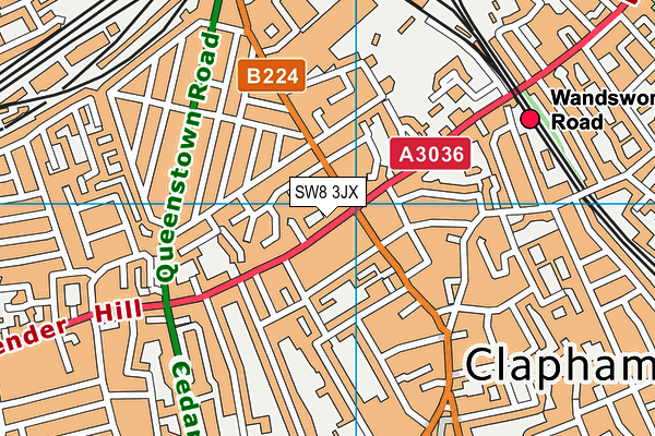 SW8 3JX map - OS VectorMap District (Ordnance Survey)