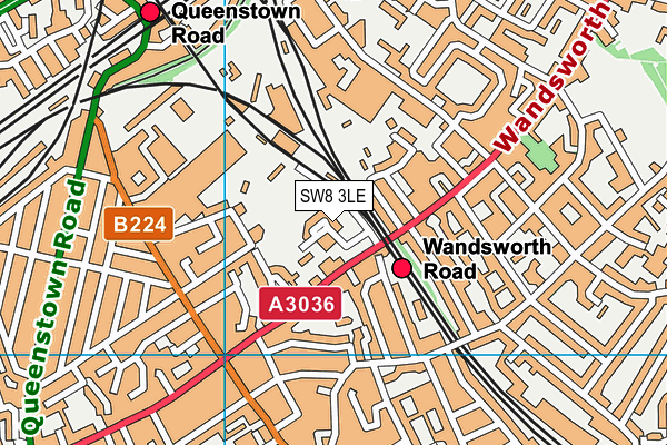 SW8 3LE map - OS VectorMap District (Ordnance Survey)