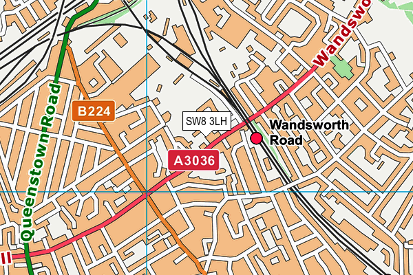 SW8 3LH map - OS VectorMap District (Ordnance Survey)