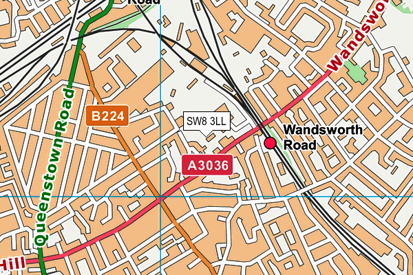 SW8 3LL map - OS VectorMap District (Ordnance Survey)