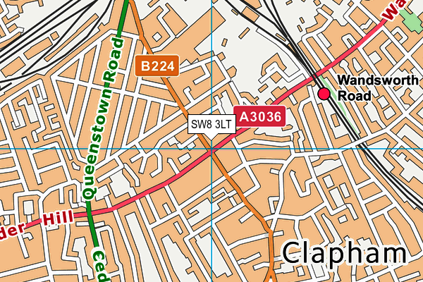 SW8 3LT map - OS VectorMap District (Ordnance Survey)