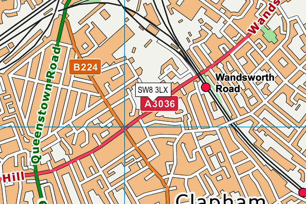 SW8 3LX map - OS VectorMap District (Ordnance Survey)