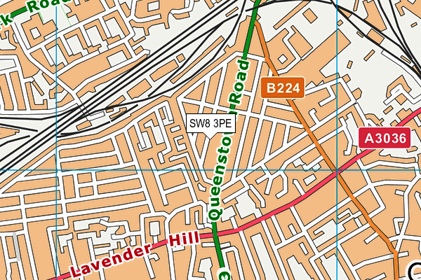 SW8 3PE map - OS VectorMap District (Ordnance Survey)