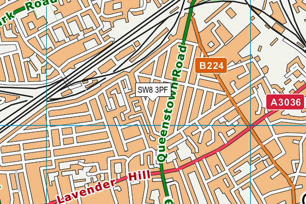 SW8 3PF map - OS VectorMap District (Ordnance Survey)