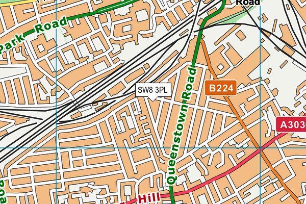 SW8 3PL map - OS VectorMap District (Ordnance Survey)