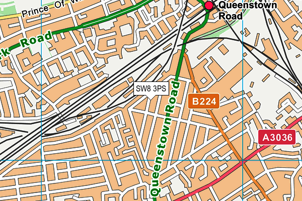 SW8 3PS map - OS VectorMap District (Ordnance Survey)