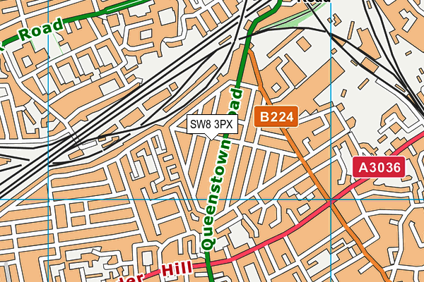 SW8 3PX map - OS VectorMap District (Ordnance Survey)