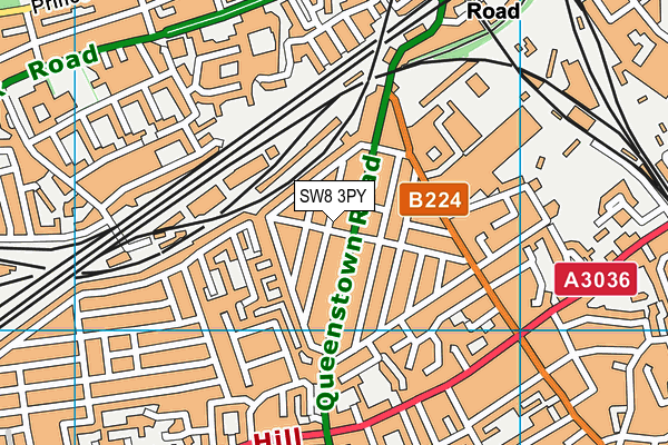 SW8 3PY map - OS VectorMap District (Ordnance Survey)