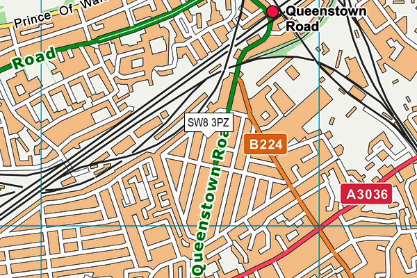 SW8 3PZ map - OS VectorMap District (Ordnance Survey)