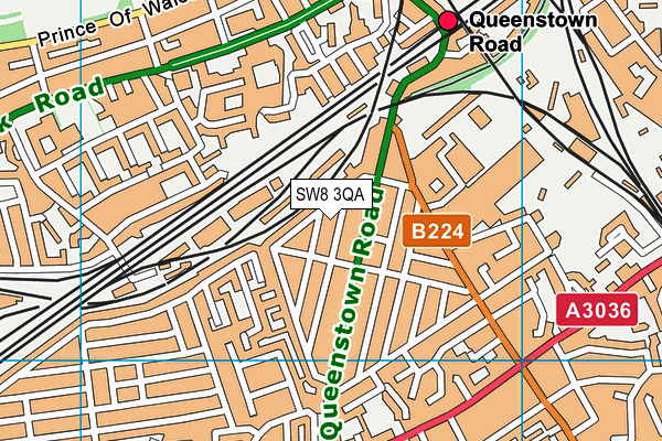 SW8 3QA map - OS VectorMap District (Ordnance Survey)