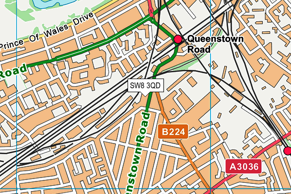 SW8 3QD map - OS VectorMap District (Ordnance Survey)