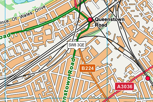 SW8 3QE map - OS VectorMap District (Ordnance Survey)