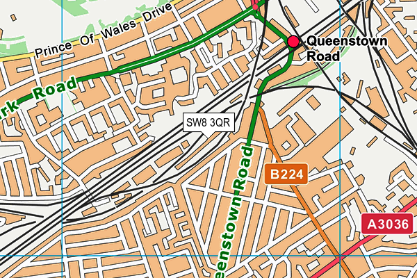 SW8 3QR map - OS VectorMap District (Ordnance Survey)