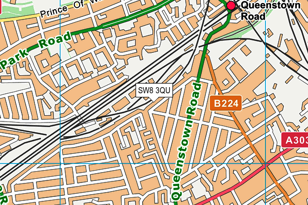 SW8 3QU map - OS VectorMap District (Ordnance Survey)