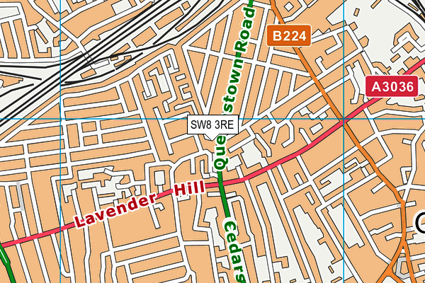 SW8 3RE map - OS VectorMap District (Ordnance Survey)