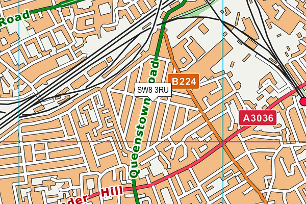 SW8 3RU map - OS VectorMap District (Ordnance Survey)