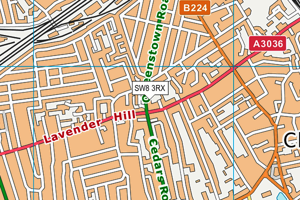 SW8 3RX map - OS VectorMap District (Ordnance Survey)