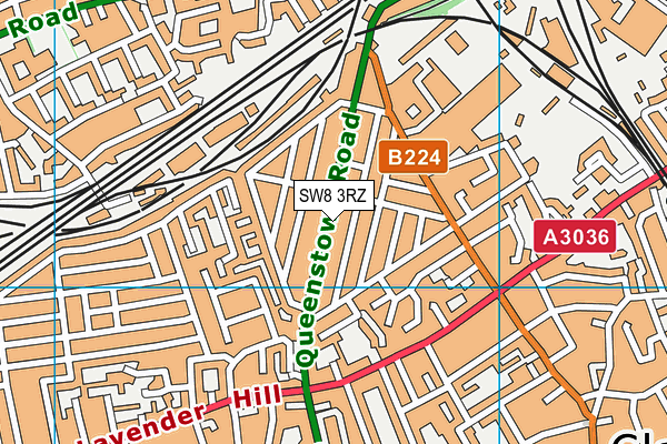 SW8 3RZ map - OS VectorMap District (Ordnance Survey)