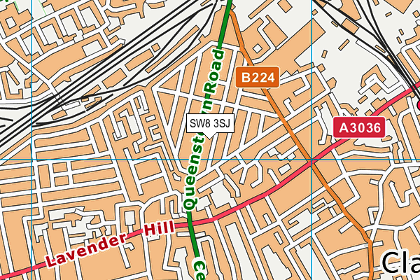 SW8 3SJ map - OS VectorMap District (Ordnance Survey)