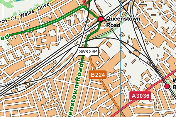 SW8 3SP map - OS VectorMap District (Ordnance Survey)