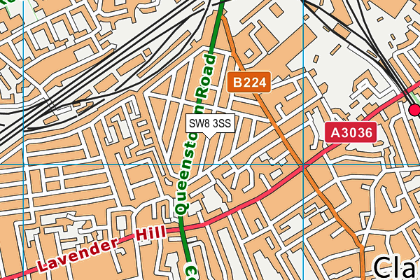 SW8 3SS map - OS VectorMap District (Ordnance Survey)