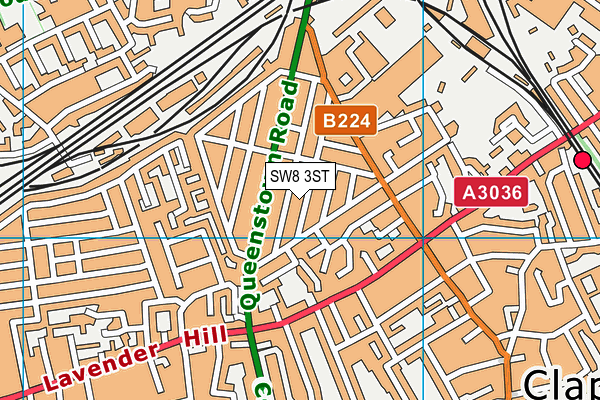 SW8 3ST map - OS VectorMap District (Ordnance Survey)