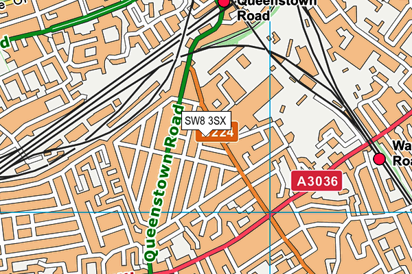 SW8 3SX map - OS VectorMap District (Ordnance Survey)