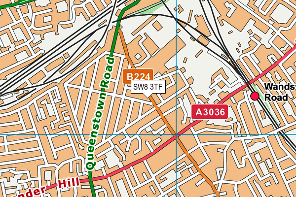 SW8 3TF map - OS VectorMap District (Ordnance Survey)