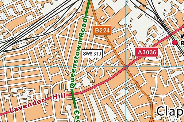 SW8 3TJ map - OS VectorMap District (Ordnance Survey)