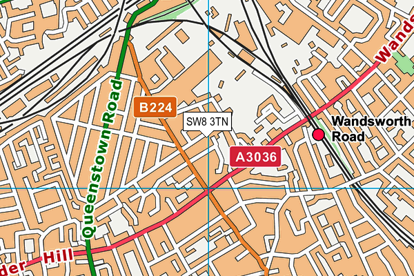 SW8 3TN map - OS VectorMap District (Ordnance Survey)