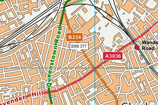 SW8 3TT map - OS VectorMap District (Ordnance Survey)