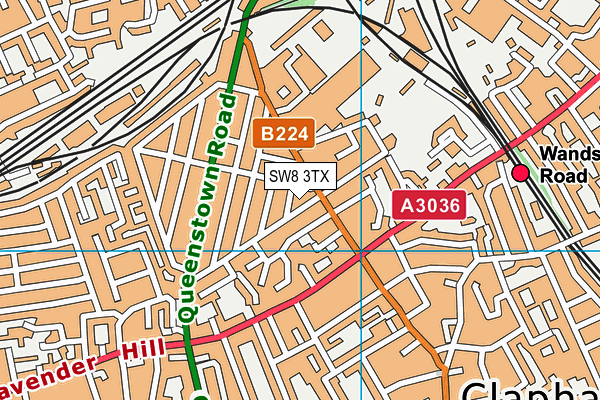 SW8 3TX map - OS VectorMap District (Ordnance Survey)