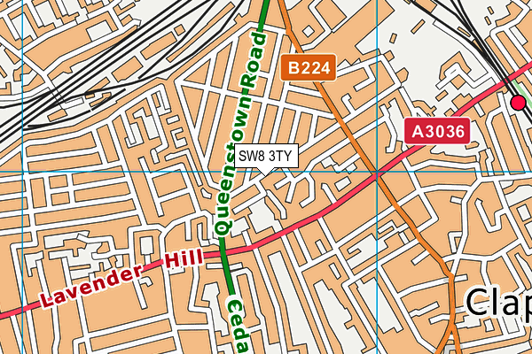 SW8 3TY map - OS VectorMap District (Ordnance Survey)