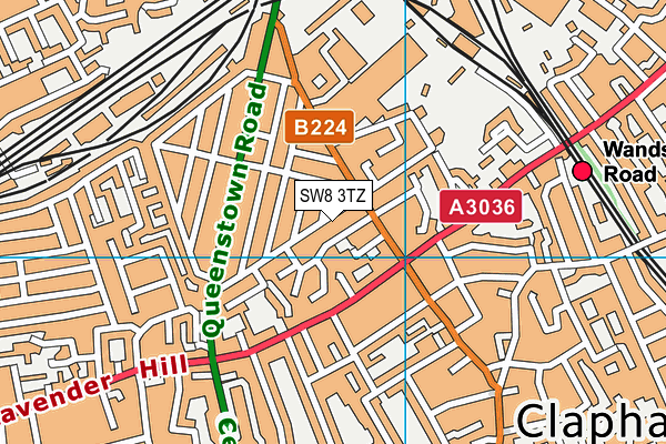 SW8 3TZ map - OS VectorMap District (Ordnance Survey)