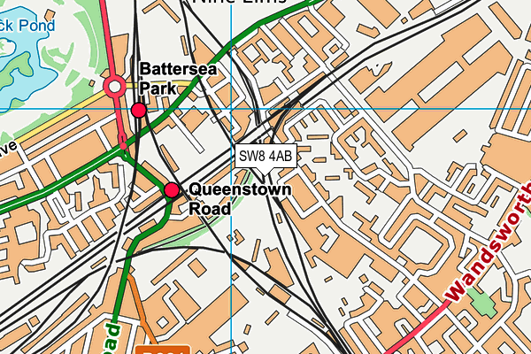 SW8 4AB map - OS VectorMap District (Ordnance Survey)