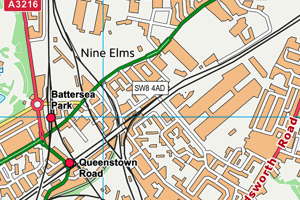 SW8 4AD map - OS VectorMap District (Ordnance Survey)