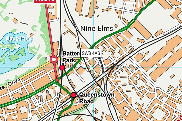SW8 4AS map - OS VectorMap District (Ordnance Survey)