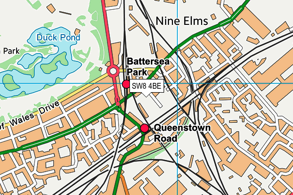 SW8 4BE map - OS VectorMap District (Ordnance Survey)