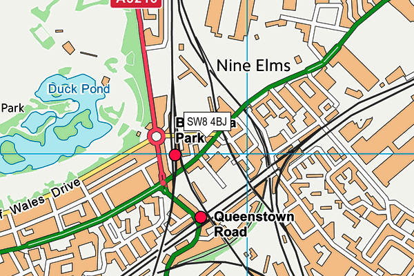 SW8 4BJ map - OS VectorMap District (Ordnance Survey)