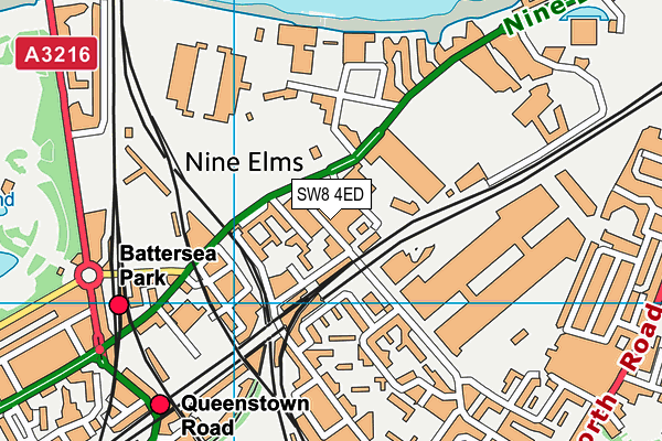 SW8 4ED map - OS VectorMap District (Ordnance Survey)