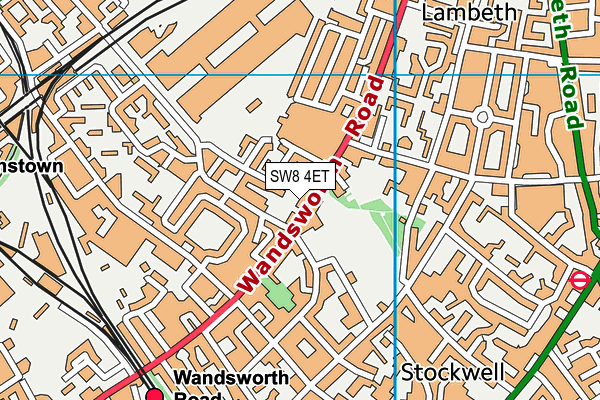 SW8 4ET map - OS VectorMap District (Ordnance Survey)