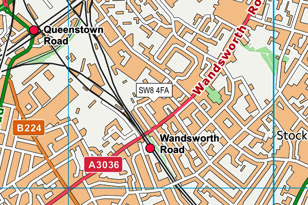 SW8 4FA map - OS VectorMap District (Ordnance Survey)