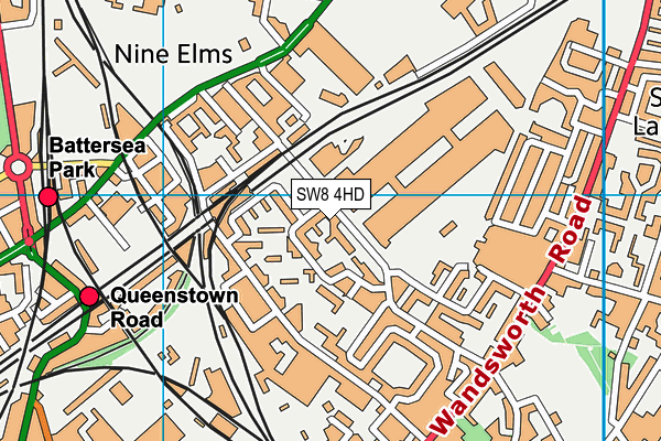 SW8 4HD map - OS VectorMap District (Ordnance Survey)