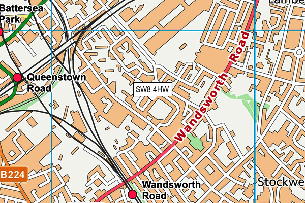 SW8 4HW map - OS VectorMap District (Ordnance Survey)