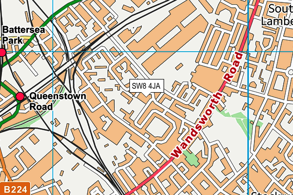 SW8 4JA map - OS VectorMap District (Ordnance Survey)