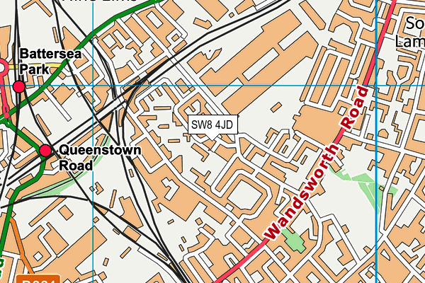 SW8 4JD map - OS VectorMap District (Ordnance Survey)