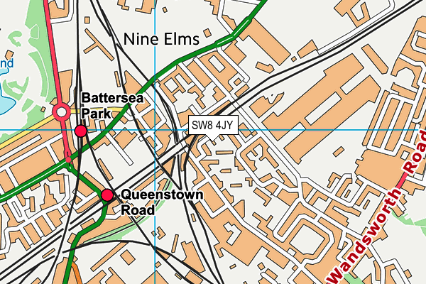 SW8 4JY map - OS VectorMap District (Ordnance Survey)