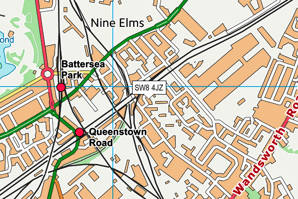 SW8 4JZ map - OS VectorMap District (Ordnance Survey)