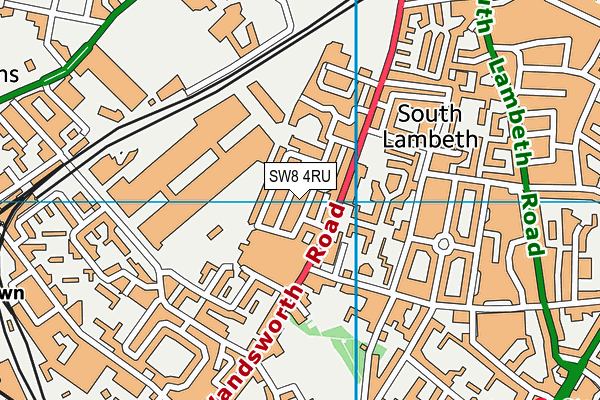 SW8 4RU map - OS VectorMap District (Ordnance Survey)