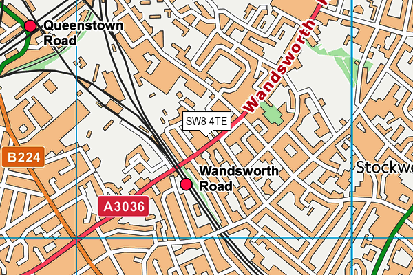 SW8 4TE map - OS VectorMap District (Ordnance Survey)